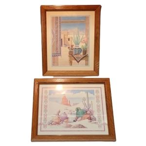Southwestern Art 2 Framed Painting Reproductions Pastel Colors